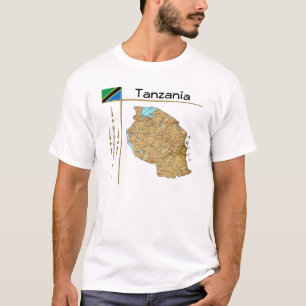 Mapa de Tanzania + Bandera + Título camiseta