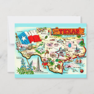 Mapa de tarjeta postal de saludo de Texas