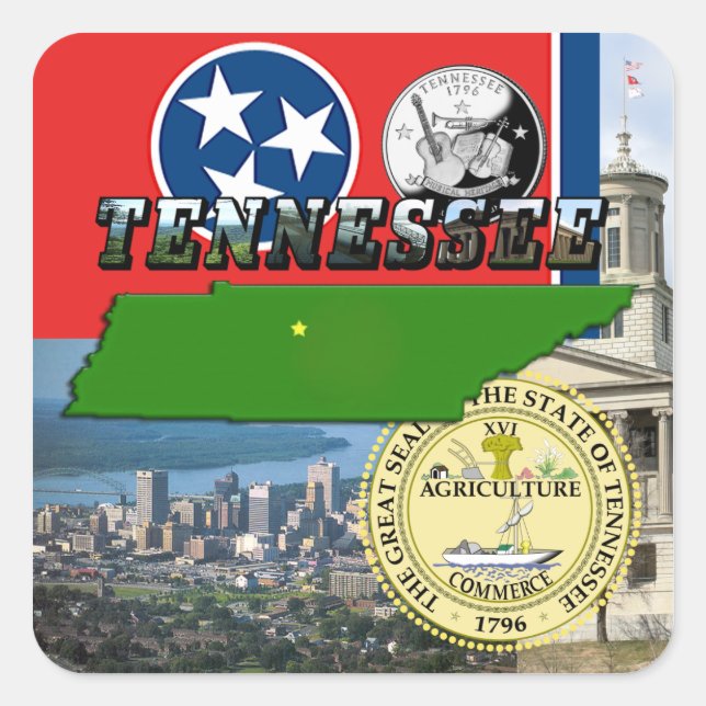 Mapa de Tennessee, Bandera, Sello de Estado e imág (Anverso)
