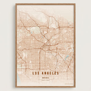 Mapa de terracota de Los Ángeles Póster de regalo