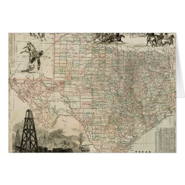 Mapa de Texas con fronteras del condado (Anverso (Horizontal))