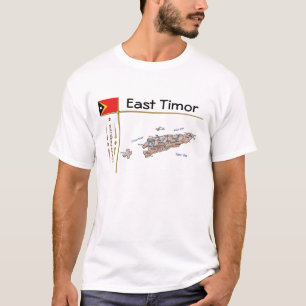Mapa de Timor Oriental + Bandera + Cargo camiseta