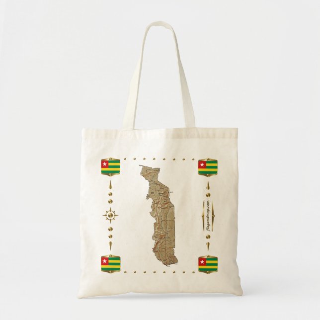 Mapa de Togo + Bolsa de banderas (Frente)