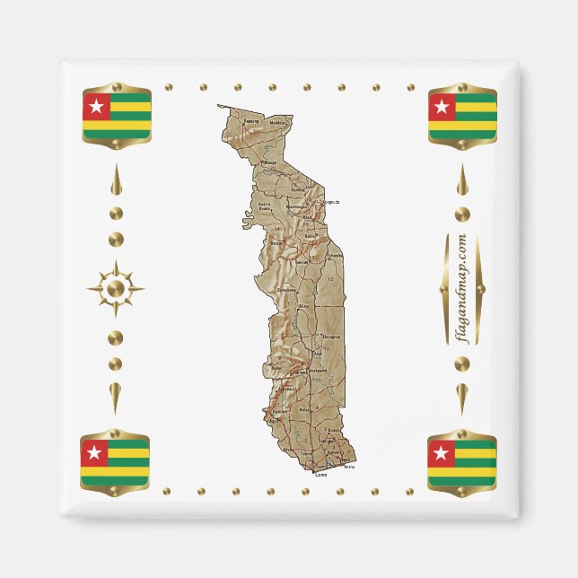 Mapa de Togo + imán de bandera (Frente)