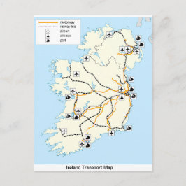 Mapa de transporte de Irlanda, postal irlandesa.