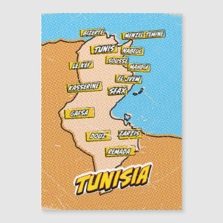 Mapa de Túnez ilustrado con arte pop