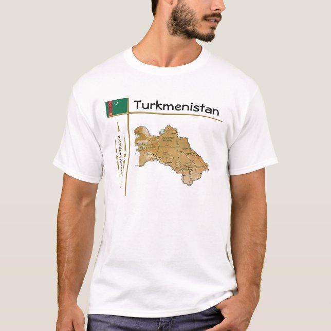 Mapa de Turkmenistán + bandera + camiseta de títul (Anverso)