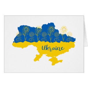 Mapa de Ucrania con girasol y bandera ucraniana