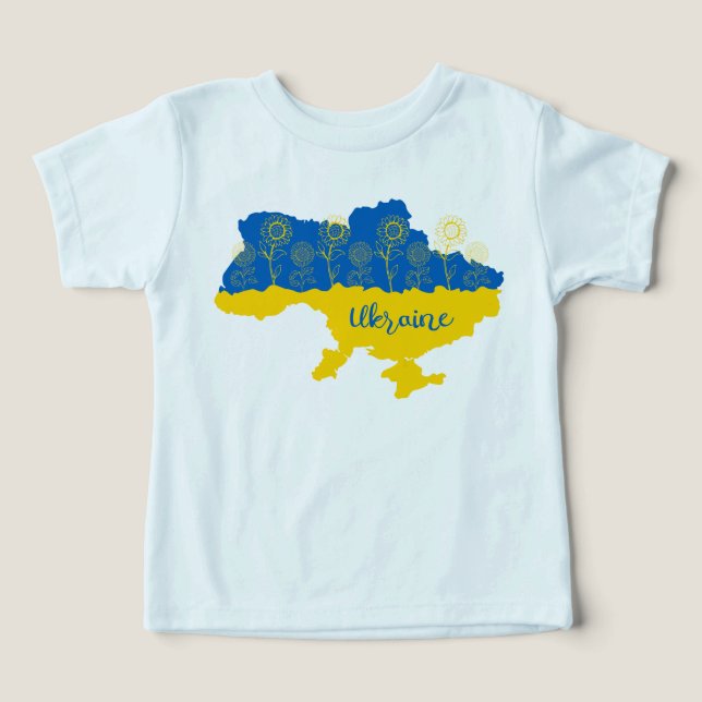 Mapa de Ucrania con girasol y bandera ucraniana (Diseño delantero )