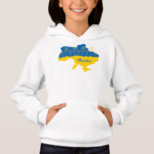 Mapa de Ucrania con girasol y bandera ucraniana