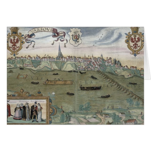 Mapa de Varsovia, de "Civitates Orbis Terrarum" (Anverso (Horizontal))