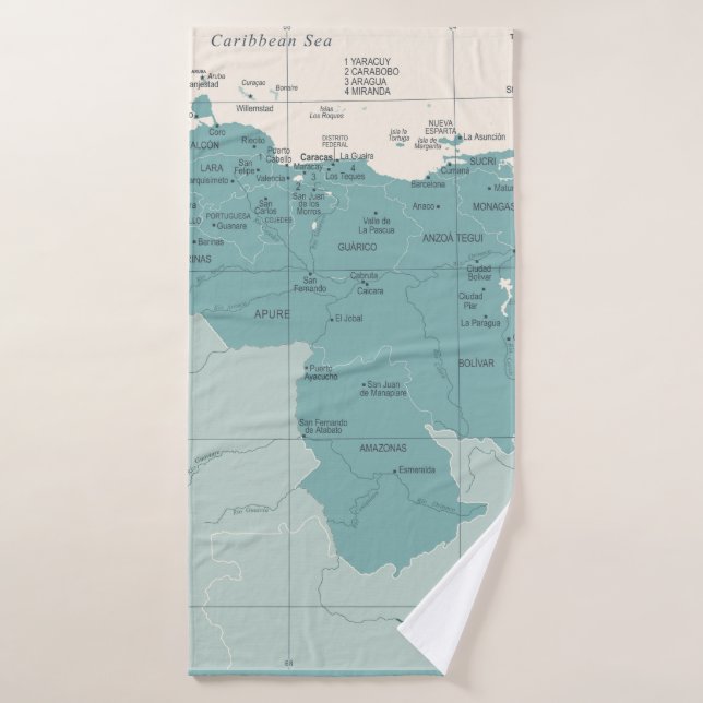 Mapa de Venezuela - Illu vintage de alta calidad (Toalla de baño)