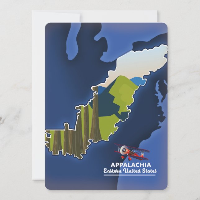 mapa de viaje de Appalachia en el este de Estados  (Anverso)