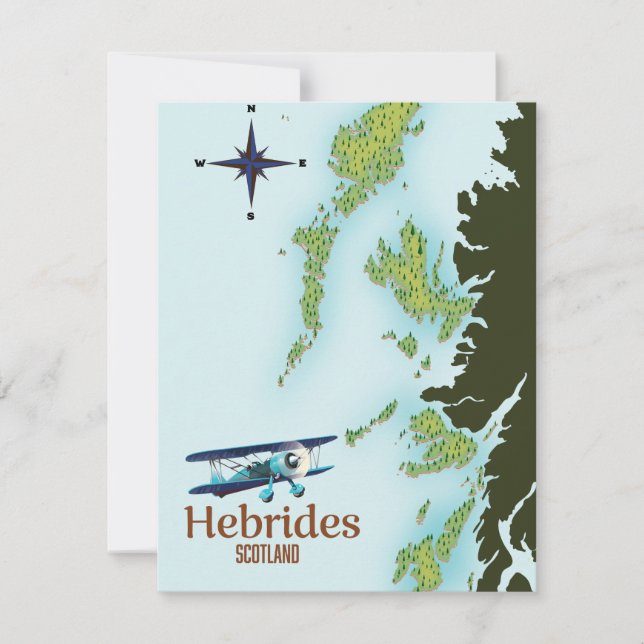 Mapa de viaje de Hébridas Escocia. (Anverso)