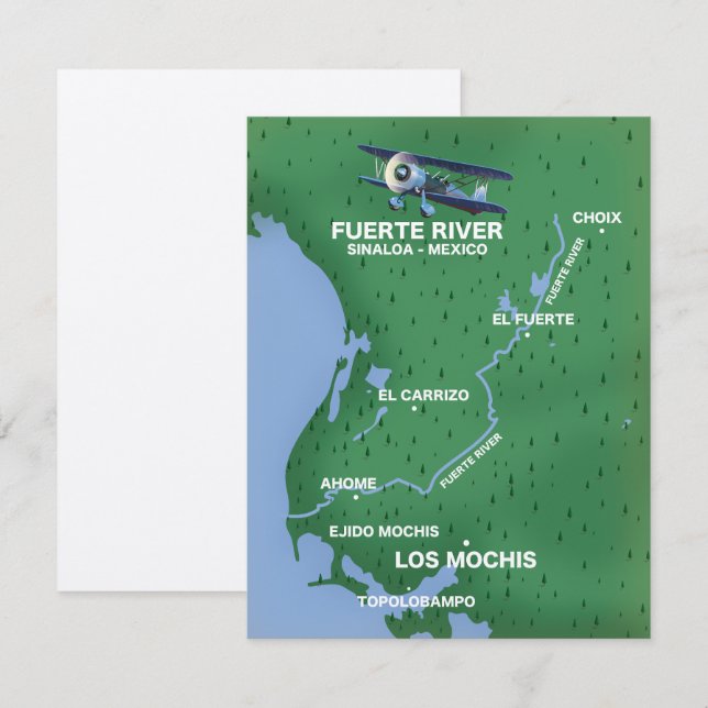 Mapa de viaje del río Fuerte Sinaloa, México (Anverso / Reverso)