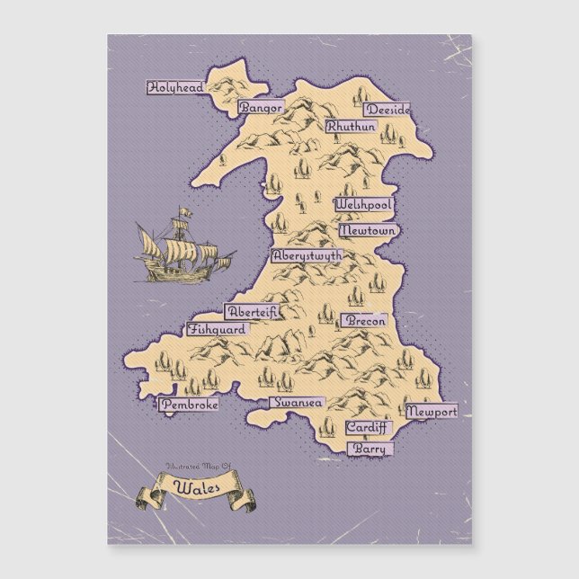 Mapa de viaje ilustrado de Gales (Anverso)