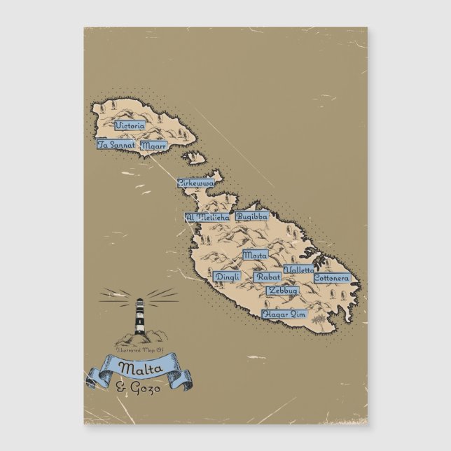 Mapa de viaje ilustrado de Malta (Anverso)