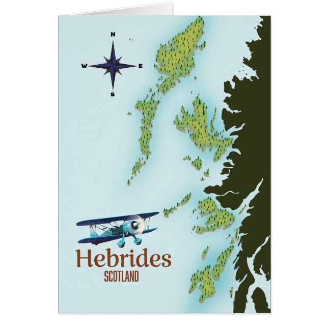 Mapa de viajes de Hebrides, Escocia. (Frente)