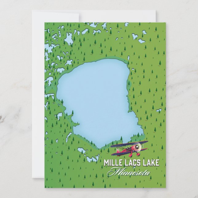 mapa de viajes de mille lacs lake Minnesota. (Anverso)