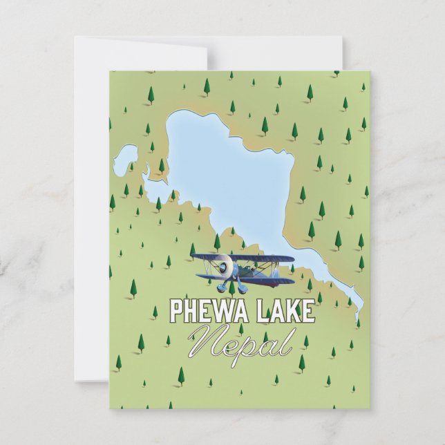 Mapa de viajes del lago Phewa Nepal (Anverso)