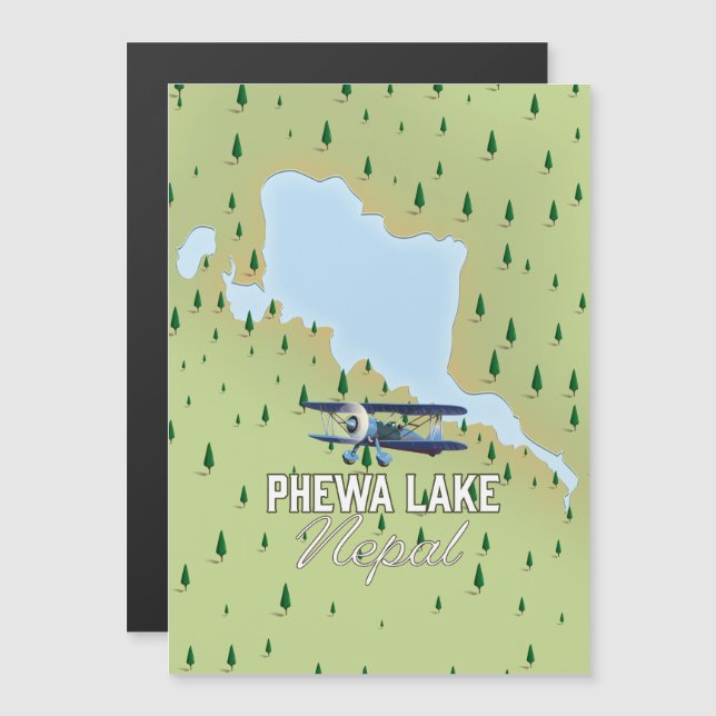 Mapa de viajes del lago Phewa Nepal (Anverso/Reverso)