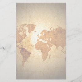 mapa de Viejo Mundo en el papel arrugado vintage