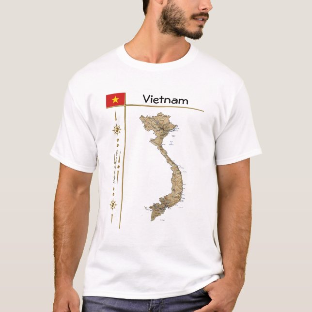 Mapa de Vietnam + bandera + camiseta de título (Anverso)