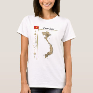 Mapa de Vietnam + bandera + camiseta de título