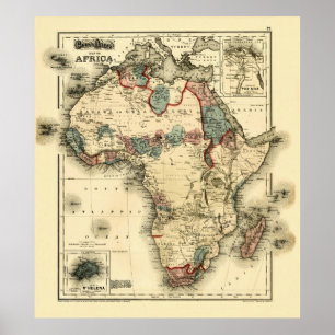 Mapa de Viintage 1874 de la impresión africana