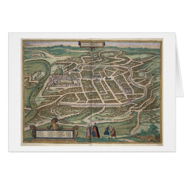 Mapa de Vilna, Lituania, de 'Civitates Orbis T (Anverso (Horizontal))