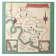Mapa de vino de St. Emilion Bordeaux en baldosa ce
