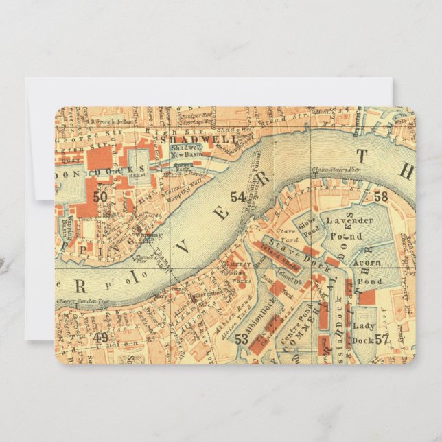 Mapa de Vintage del Támesis de Londres (Anverso)