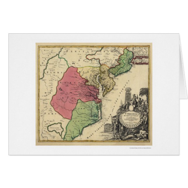 Mapa de Virginia, de Marylandia, y de Carolina (Anverso (Horizontal))