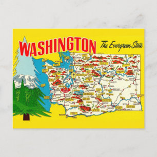Mapa de Washington en postal