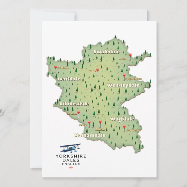 Mapa de Yorkshire Dales England (Anverso)