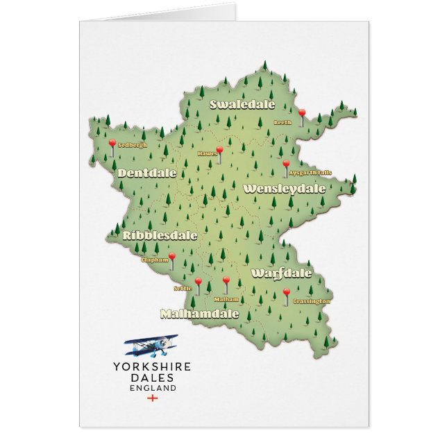 Mapa de Yorkshire Dales England (Frente)
