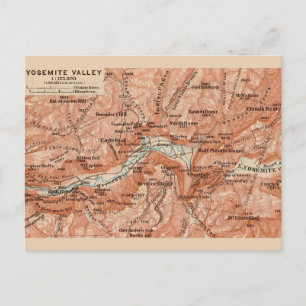 Mapa de Yosemite Valley Tarjeta Postal
