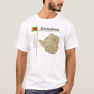 Mapa de Zimbabue + bandera + título camiseta