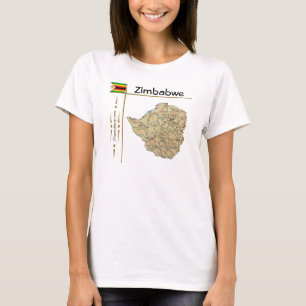 Mapa de Zimbabue + bandera + título camiseta