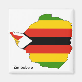 Mapa de Zimbabue y imán temático de bandera