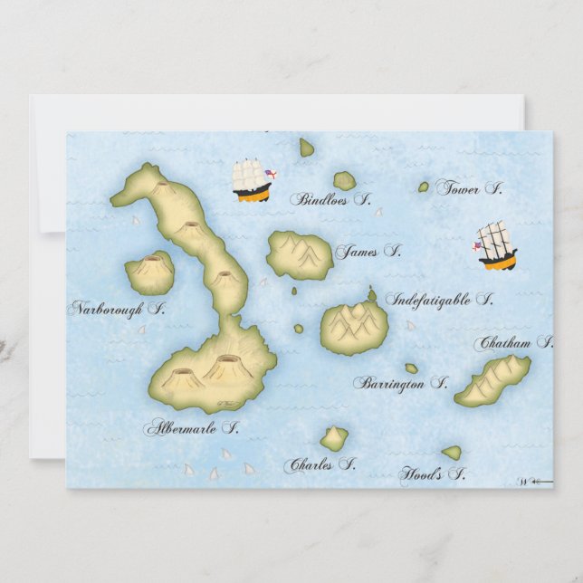 Mapa del Archipiélago de Galápagos Islas Tropicale (Anverso)