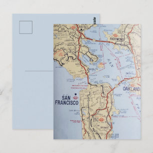 Mapa del área de San Francisco en postal