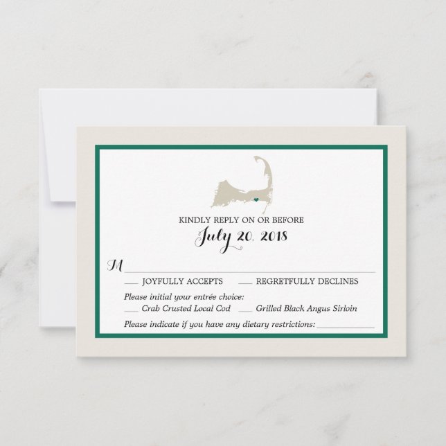 Mapa del Cabo del Puerto de Dennis | Menú RSVP de  (Anverso)