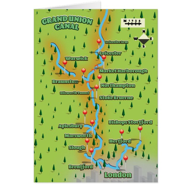 Mapa del Canal de la Gran Unión (Frente)