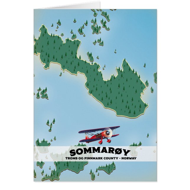 Mapa del cartel de viaje de Sommarøy Noruega (Frente)