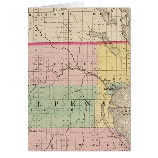 Mapa del condado de Alpena, Michigan (Frente)