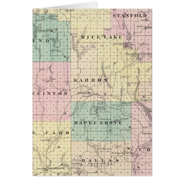 Mapa del condado de Barron, estado de Wisconsin (Frente)
