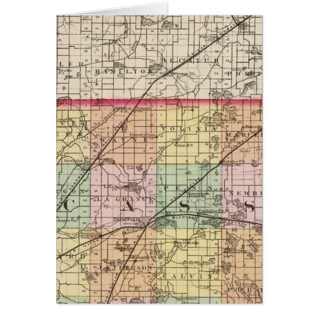 Mapa del condado de Cass, Michigan (Frente)