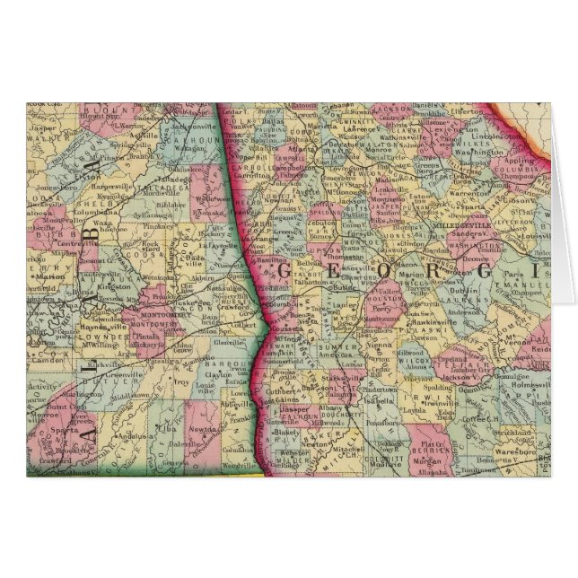 Mapa Del Condado De Georgia Y Alabama (Anverso (Horizontal))