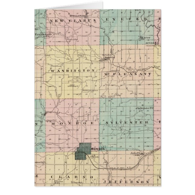 Mapa del condado de Green, estado de Wisconsin (Frente)